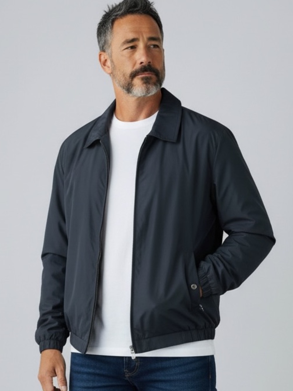 Claiborne Men's Navy Lightweight Zip-Front Jacket